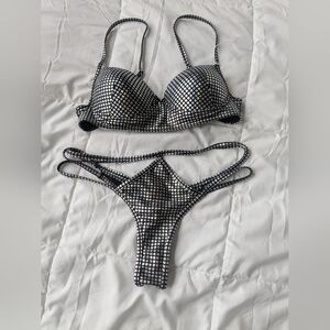 Black and Silver Disco lingerie/Swim Set